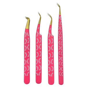 Juego de 4 Pinzas de Acero Inoxidable de Alta Calidad con Agarre de Diamante para Extensiones de Pestañas, Personalizadas, de Acero Japonés - Product Image 3
