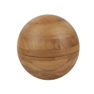 Urne en bois de chêne massif rond naturel de haute qualité, nouveau design, pour les cendres d'adultes, design classique, fabriquée à la main au Vietnam - Product Image 1