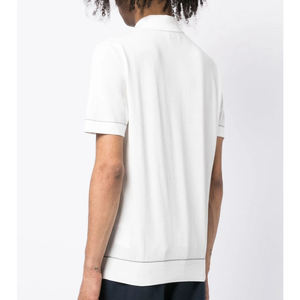 Polo informal de manga corta de verano para hombre, algodón 100% contrastante con borde, transpirable y cómodo - Product Image 3