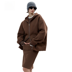 Service OEM pour sweat à capuche unisexe 80% coton 20% polyester tricoté style pull ourlet côtelé poignets décolleté croisé épaules tombantes - Product Image 3