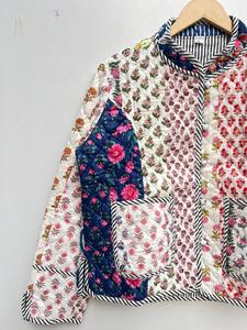 Chaqueta de retazos de algodón acolchado Burfi Unisex hecha a mano India nueva llegada abrigo de invierno botón decoración ganchillo transpirable - Product Image 6