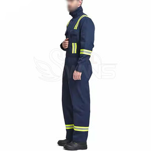 Combinaison de travail réfléchissante bleu marine pour homme, uniforme de sécurité en polyester avec bandes haute visibilité pour usage industriel - Product Image 6