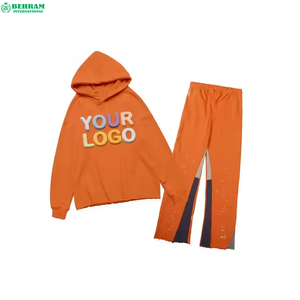 350g Thick Fleece <b>Oversize</b> Zip up Hoodie Straight Wide Leg Sweat <b>Jogger</b> Pants Solid Colors Tracksuit Jogging Suit Men - Product Image 3