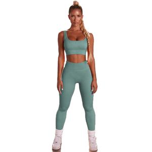 Conjunto de Yoga multicolor de verano para mujer, ropa deportiva para Fitness, gimnasio, traje para correr, sujetador corto, pantalones, Logo, cintura, ropa de ejercicio corta - Product Image 3