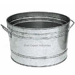 New Arrival Oval Shape Galvanized Metal <b>Planter</b> for Home Patio Balcony Decorative Flower <b>Planters</b> With <b>Wood</b> Handle - Product Image 3