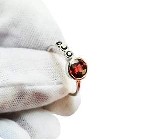 Women's Ring Natural Garnet & Black Spinel Gemstone January Birthstone Minimal <b>Bridal</b> Handmade Jewelry 925 Sterling Silver Ring - Product Image 1