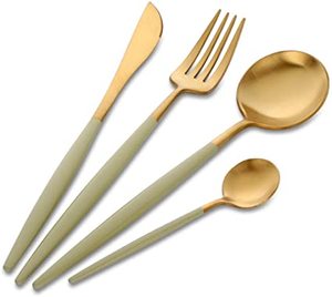 Unique Style Enameled Finished Handle Gold Plated Metal Cutlery Set Dinnerware Cutlery <b>Royal</b> Look Hotel <b>Catering</b> Usage - Product Image 5