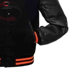 Chaqueta Varsity de Manga Larga con Diseño Personalizado de Alta Calidad, Cuello Alto, Relleno de Algodón, Tejido de Punto, para Uso Casual - Product Image 6