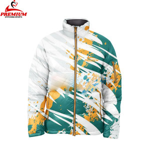 Veste bouffante zippée pour hommes personnalisée en gros à manches longues mince de haute qualité avec revêtement long imprimé sublimé traité - Product Image 1