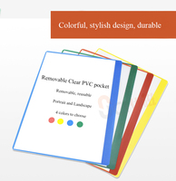 Carpeta de PVC Transparente A4 Extraíble y Reposicionable, Portadocumentos Reutilizable, Colores Personalizables para Pared de Vidrio de Oficina