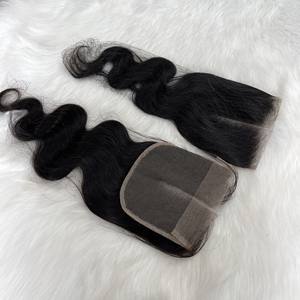 Extensions de cheveux humains en dentelle noire à fermeture frontale alignée avec cuticule vierge du Vietnam peau transparente HD suisse pleine taille - Product Image 2