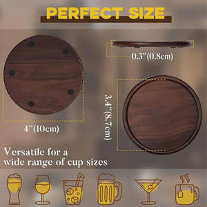Protección de posavasos de nogal de Color oscuro de madera ecológica para superficie duradera para el hogar y utensilios de cocina de Hotel para taza de té café - Product Image 2