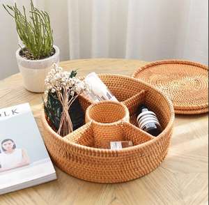 Cestas de Almacenamiento de Ratán Natural Ecológicas Sisu Handicraft con Tapa y Asa, Forma Redonda, Multiusos para Almacenamiento de Alimentos en el Hogar - Product Image 2