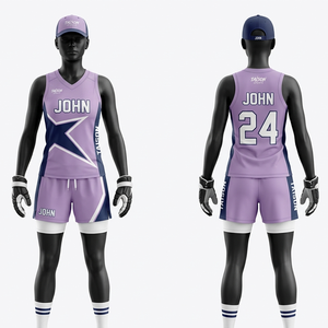 Premium 150 GSM Polyester Lacrosse Uniform <b>Light</b> Purple Navy Panel Sublimation Custom <b>Name</b> Number Set - Product Image 1