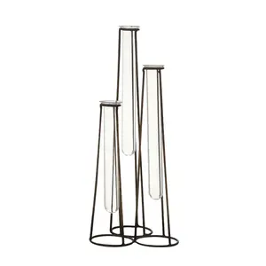 Customized Handmade Modern Metal Glass Tube Flower <b>Vase</b> Elegant for Table Top Decor Usage Metal Glass Tube Flower <b>Vase</b> Low Moq - Product Image 5