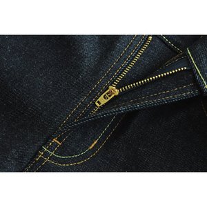 Jeans pour homme en coton 100% respirant, coupe droite, coupe régulière, taille mi-haute, denim sanforisé, ourlet brut, bouton, hiver, 18 oz - Product Image 2