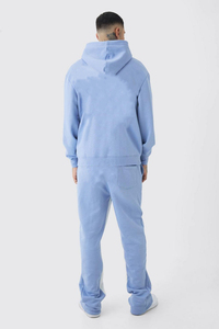 Survêtement Streetwear en molleton 100% coton délavé à l'acide, pantalon évasé et sweat à capuche zippé surdimensionné pour homme - Product Image 5