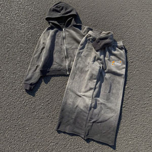 Sudadera con capucha unisex personalizable de peso pesado con estampado digital logotipo ropa de calle chándales para hombres y mujeres conjunto bordado personalizado - Product Image 1