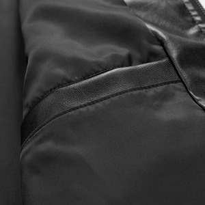 Veste en peau de mouton XXL 8XL pour homme Manteau oversize de baseball noir en toile Bomber moto Style décontracté pour le camping d'automne - Product Image 2