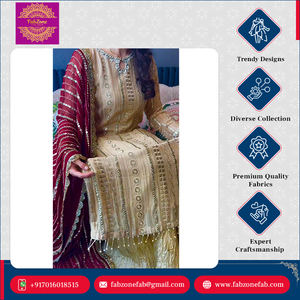 Nouvelle arrivée Kurti Palazzo Dupatta ensemble pour occasions spéciales 3 pièces de grande qualité en fausse georgette indienne pour femmes - Product Image 6