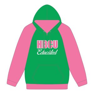 Felpa con Cappuccio Verde con Maniche Raglan, Ricamo in Ciniglia, Abbigliamento Personalizzato per Confraternite Greche Divine Nine - Product Image 2