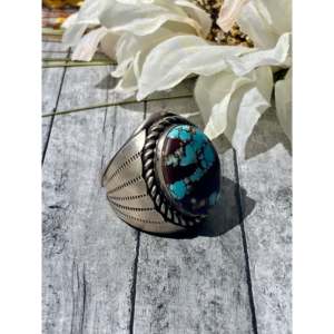 Tony Yazzie Golden Hill Men's <b>Statement</b> <b>Ring</b> Bezel Set Turquoise & Sterling <b>Silver</b> Boho Style Size 12.75 Everyday Wear - Product Image 3