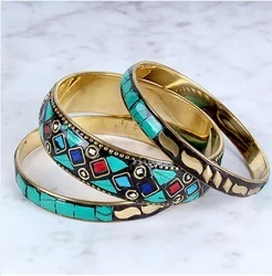 New Brass Bangles Women's Classic Vintage Style Resin Bangle <b>Bracelet</b> Handcrafted Lovers Pattern Customizable Shape Logo - Product Image 4