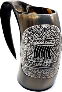 Chope traditionnelle en corne de bœuf |   Mug à boire poli à la main - Product Image 4