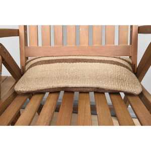 <b>Beige</b> Kilim Patchwork Wool Pillow 8x16 Inch Decorative Accent <b>Cushion</b> with Vintage Fluffy Leaves Pattern for Sofas - Product Image 4