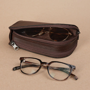 Biểu Tượng Tùy Chỉnh Da Chính Hãng 2 Khe Cắm Ưa Thích Kính Mát Cảnh Tượng Lưu Trữ Zip Trường Hợp Đa Kính Kính Tổ Chức Hộp Chuyên Nghiệp - Product Image 1