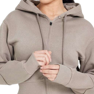 <b>Zip</b> up Long Sleeve Sports Hoodie Jacket for Women Cotton Fleece Zipper Hoodie Jackets Customize <b>Hoodies</b> With <b>Pocket</b> - Product Image 4
