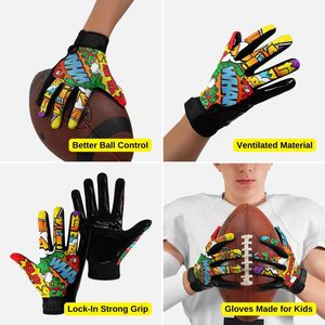 Guantes de Fútbol Americano con Palma Adhesiva, Guantes de Receptor Personalizados al por Mayor, Guantes de Fútbol de Calidad Superior y Cómodos, Proveedor de Guantes para Liniero - Product Image 2