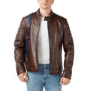 Meilleures ventes Veste d'hiver en cuir coupe ajustée pour hommes avec manches longues Design unique Couleur attrayante Logo avant-Produit populaire - Product Image 6