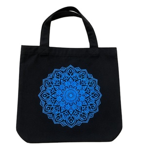 Custom Logo Printed Eco-Friendly Reusable <b>Plain</b> <b>Black</b> Women Cotton Canvas Shopping <b>Tote</b> <b>Bag</b> 225 GSM Cotton Canvas - Product Image 1