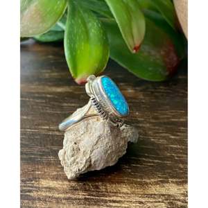 Navajo Handcrafted <b>Blue</b> <b>Opal</b> Sterling Silver <b>Ring</b> Size 6.25 - Product Image 3