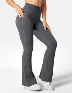 Nueva llegada 2025 pantalones de Yoga acampanados de cintura alta Color sólido Fitness mujeres levantamiento de glúteos deporte acampanado Yoga Leggings entrenamiento sin costuras - Product Image 1
