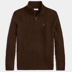 Maglione da Uomo in <span class=keywords><strong>Lana</strong></span> con Zip a Quarto Personalizzato OEM & ODM, Maglione Lavorato a Maglia Caldo a Colore Unico con Cerniera a Righe Personalizzata - Product Image 2