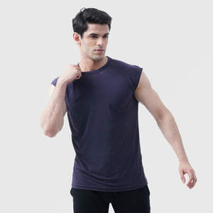Camisetas sin mangas de gimnasio para hombre de doble capa hechas a medida al por mayor, camisas de punto ligeras de alta calidad, camisas casuales sin mangas duraderas - Product Image 3