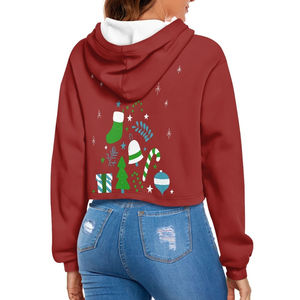 Sudadera con Capucha Corta para Mujer, Logotipo Personalizado al por Mayor, 100% Algodón, Sólida, Informal, Transpirable, Antibolitas, OEM - Product Image 3