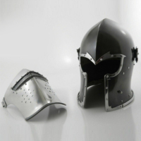 Casque médiéval Barbuta fait à la main en acier doux chevalier casque Cosplay reconstitution armure pour affichage historique Renaissance SCA Costume