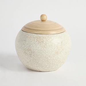 Hermosas macetas de bambú hilado blancas con tapas, tarros de almacenamiento al mejor precio, contenedor, jarrones y juego de tapas - Product Image 4