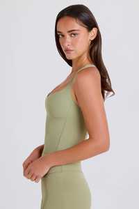 2025 Custom Logo Casual Breathable Bodycon Rib Knit Halter Neck <b>Women's</b> Tank <b>Top</b> High Quality Ribbed Crop <b>Top</b> wholesale - Product Image 4