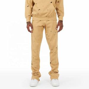 Survêtement évasé 100% coton de haute qualité pour hommes sweat à capuche uni à manches longues Logo personnalisé Streetwear respirant lourd solide - Product Image 4