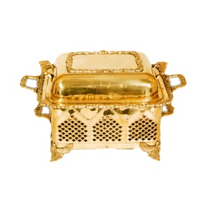 ที่อุ่นอาหารบุฟเฟ่ต์สำหรับเสิร์ฟจานอุ่นอาหารสำหรับงานแต่งงานและงานวันเกิดตกแต่งชุบทอง - Product Image 1