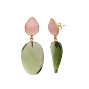 ใหม่มาถึงสีเขียวอเมทิสต์ไฮโดรและสีชมพู Chalcedony พลอย925เงินสเตอร์ลิงลูกแพร์และรูปไข่ต่างหู - Product Image 1