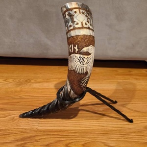 ฮอร์นดื่มไวกิ้งธรรมชาติเป็นมิตรต่อสิ่งแวดล้อมฮวงจุ้ยสัตว์แกะสลักลึกแกะสลักด้วยมือ3D - Product Image 1