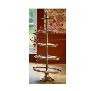 Support à gâteau en métal aluminium à 5 étages avec poignée, design tendance, vente en gros pour les mariages et les fêtes - Product Image 1