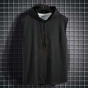 Sleeveless Running <b>Vest</b> <b>Men</b> Shirt with Hat Solid Color Cool Sleeveless Shirt Hooded Sweat Shirt Outdoor Gym Cycling <b>Sports</b> Wear - Product Image 3