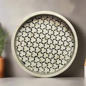 Plateau de service en os incrusté fait à la main, durable, pour le thé, le café, les collations, organisateur, décoration élégante pour la maison, présentoir de table à manger, import - Product Image 1