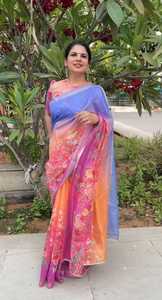 Sari en soie traditionnel moderne Saree en mousseline de soie à prix d'usine inspiré de l'Inde pour les fêtes et les mariages - Product Image 4